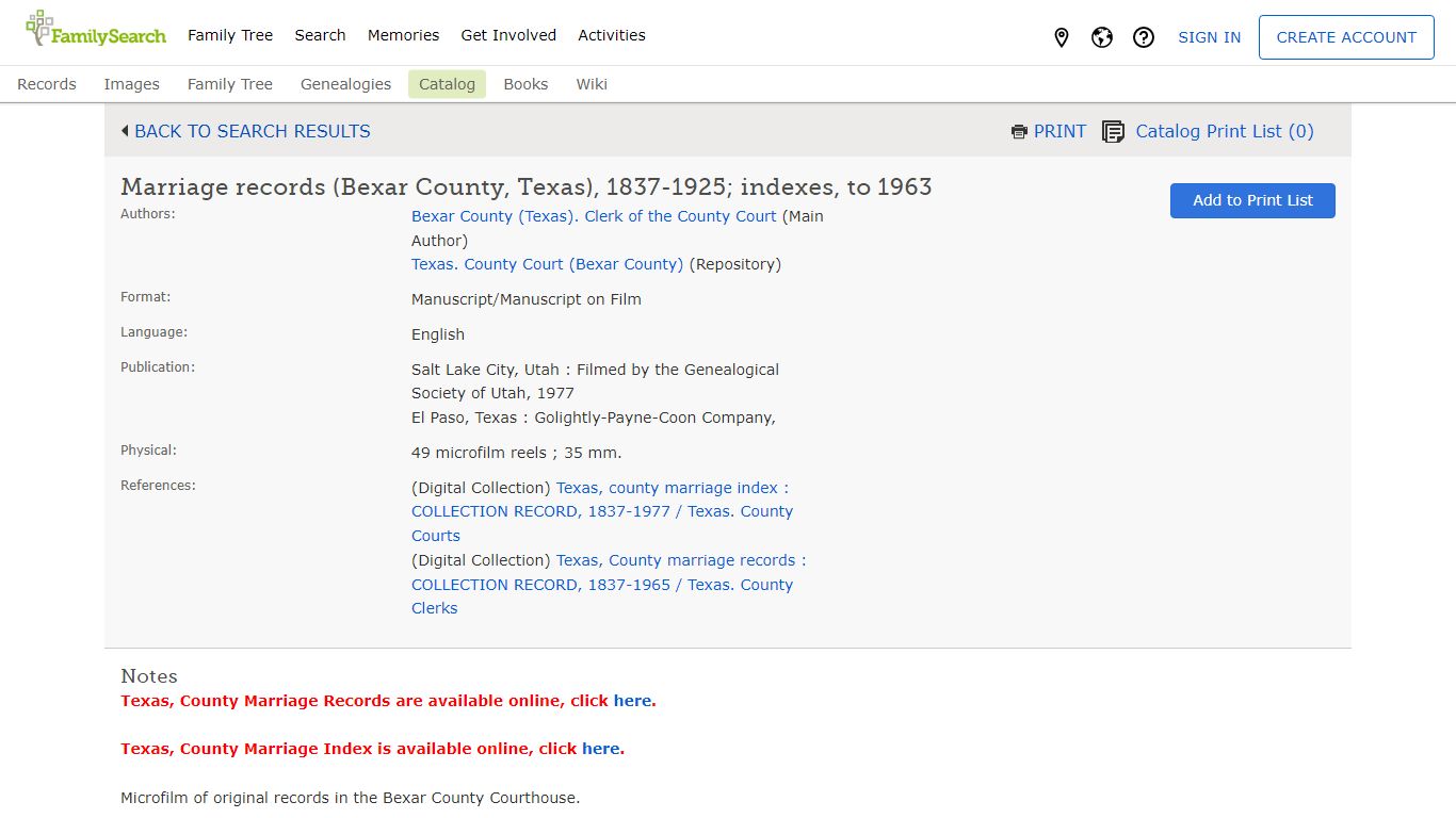Marriage records (Bexar County, Texas), 1837-1925; indexes, to 1963